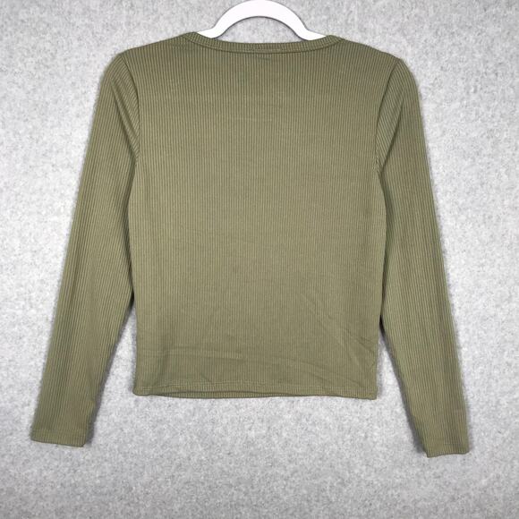 Olivia Rae Top Womens Small Green Crop Ribbed Shirt Basic Minimal‎ Y2K Yoga - Picture 7 of 7